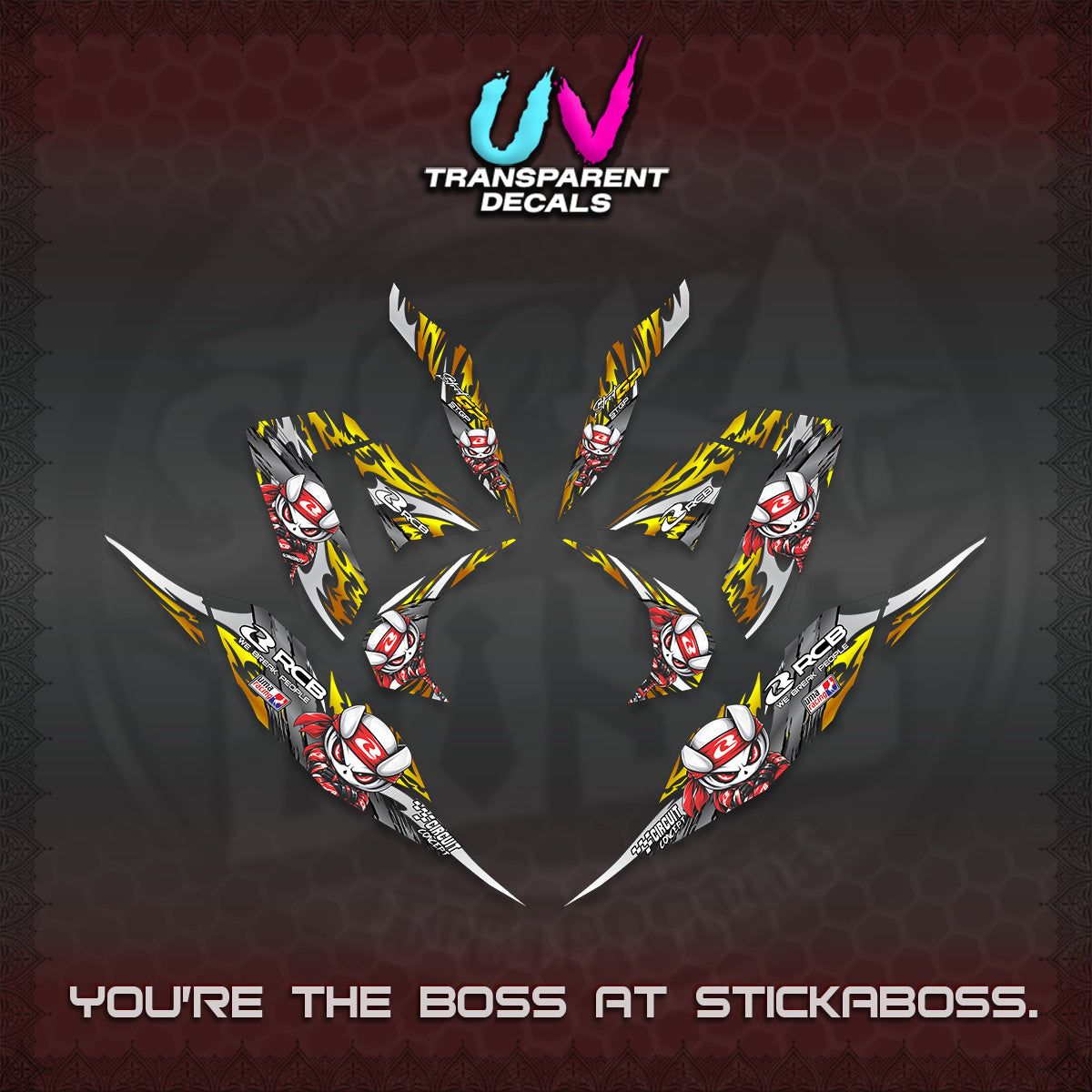 CLICK 125 V4 UV TRANSPARENT DECALS (2026 NEW RCB 2.0 DESIGN) STICKER KITS BY STICKABOSS