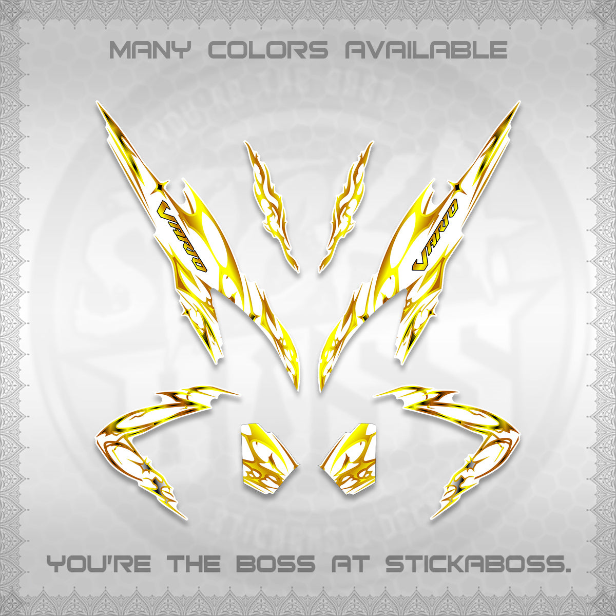 CLICK 125 V2 VARIO FOR WHITE DECALS (2026 TRIBAL LIGHTNING DESIGN) STICKER KITS BY STICKABOSS