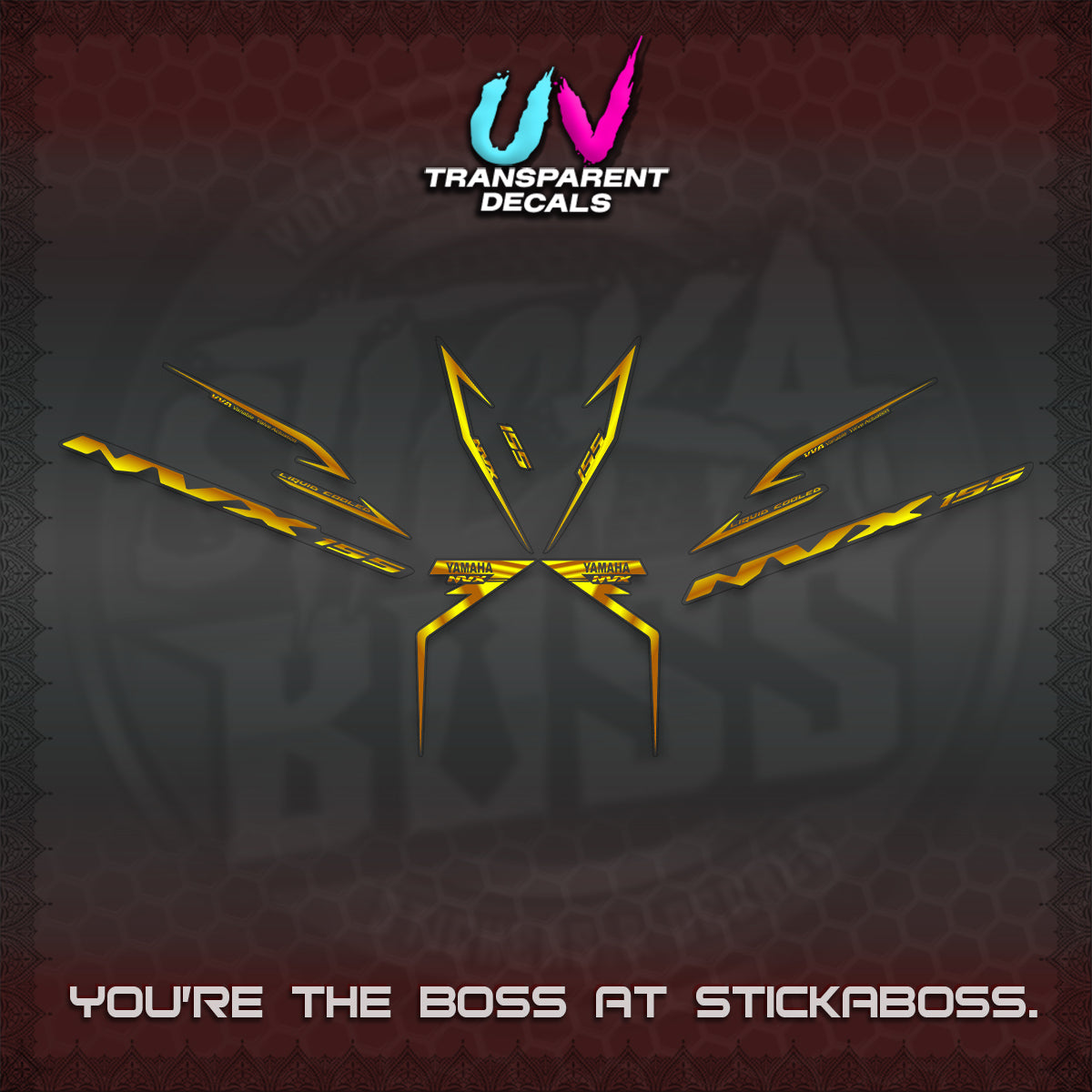 AEROX 155 V2 UV TRANSPARENT STRIPING DECALS (2022 NVX 1-TONE) STICKER KITS BY STICKABOSS