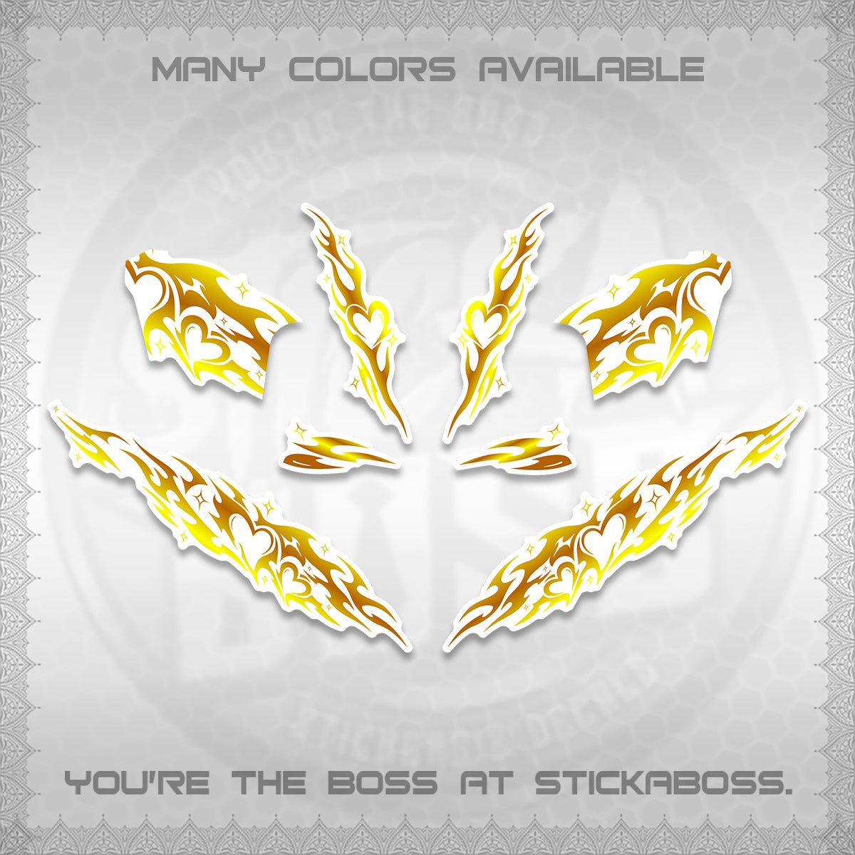 CLICK 125 V2 FOR WHITE DECALS (2026 STRIPING HEART DESIGN) STICKER KITS BY STICKABOSS