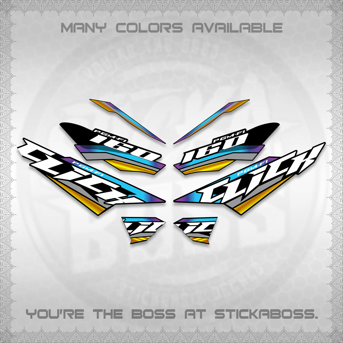 CLICK 160 STRIPING DECALS (SPORTS RACE STRIPES 01) STICKER KITS BY STICKABOSS