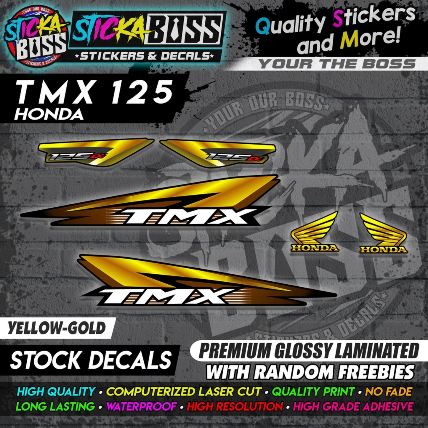 Honda TMX 125 Alpha (Stock Decals)【PREMIUM GLOSSY LAMINATED】