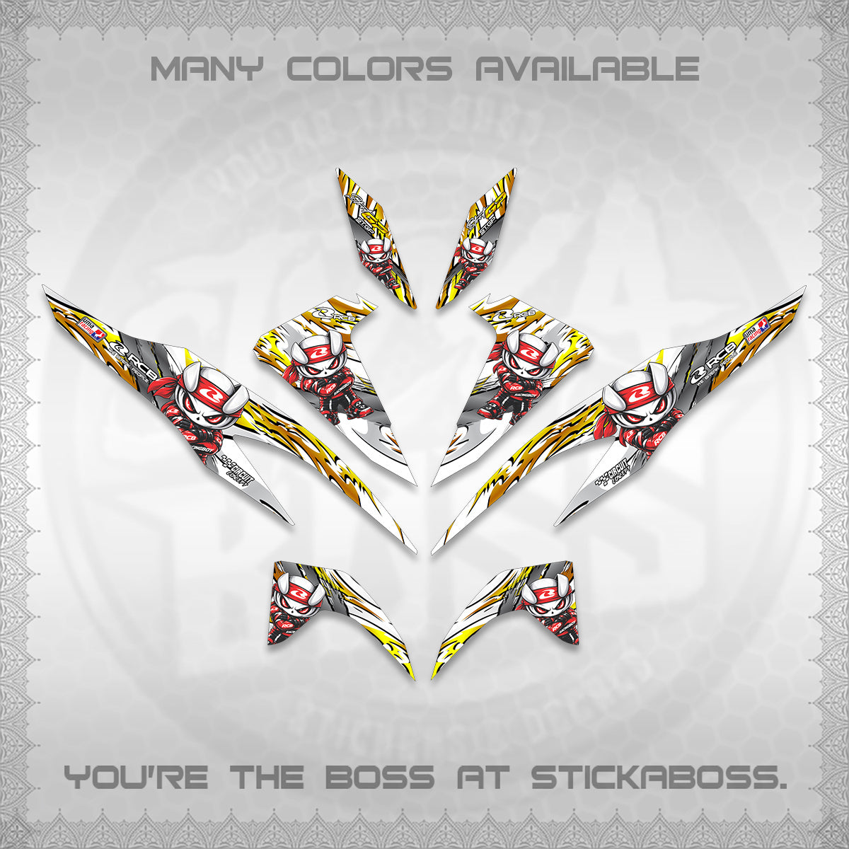 CLICK 125 V2 FOR WHITE DECALS (2026 NEW RCB 2.0 DESIGN) STICKER KITS BY STICKABOSS