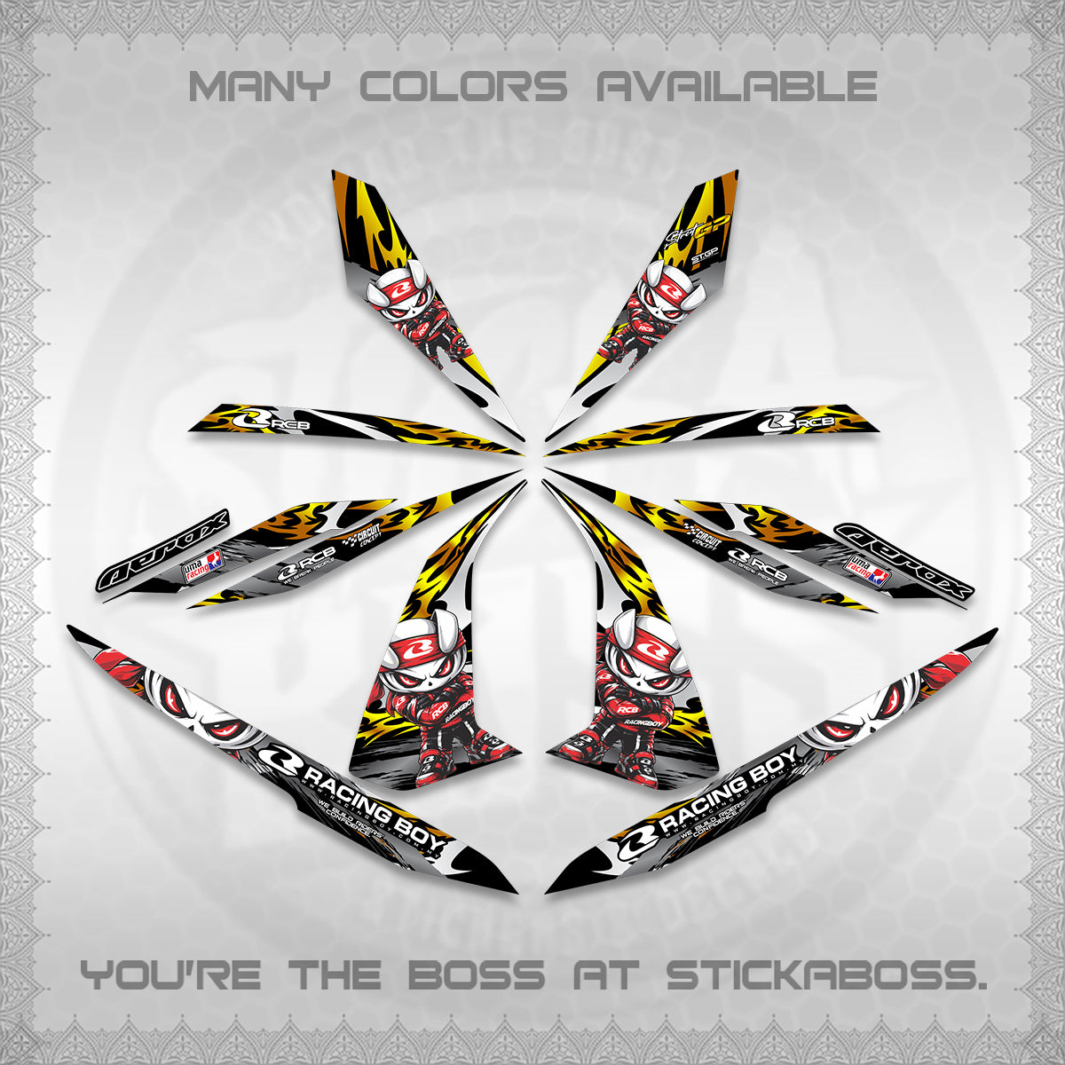 AEROX 155 V1 DECALS (2026 NEW RCB 2.0 DESIGN) STICKER KITS BY STICKABOSS