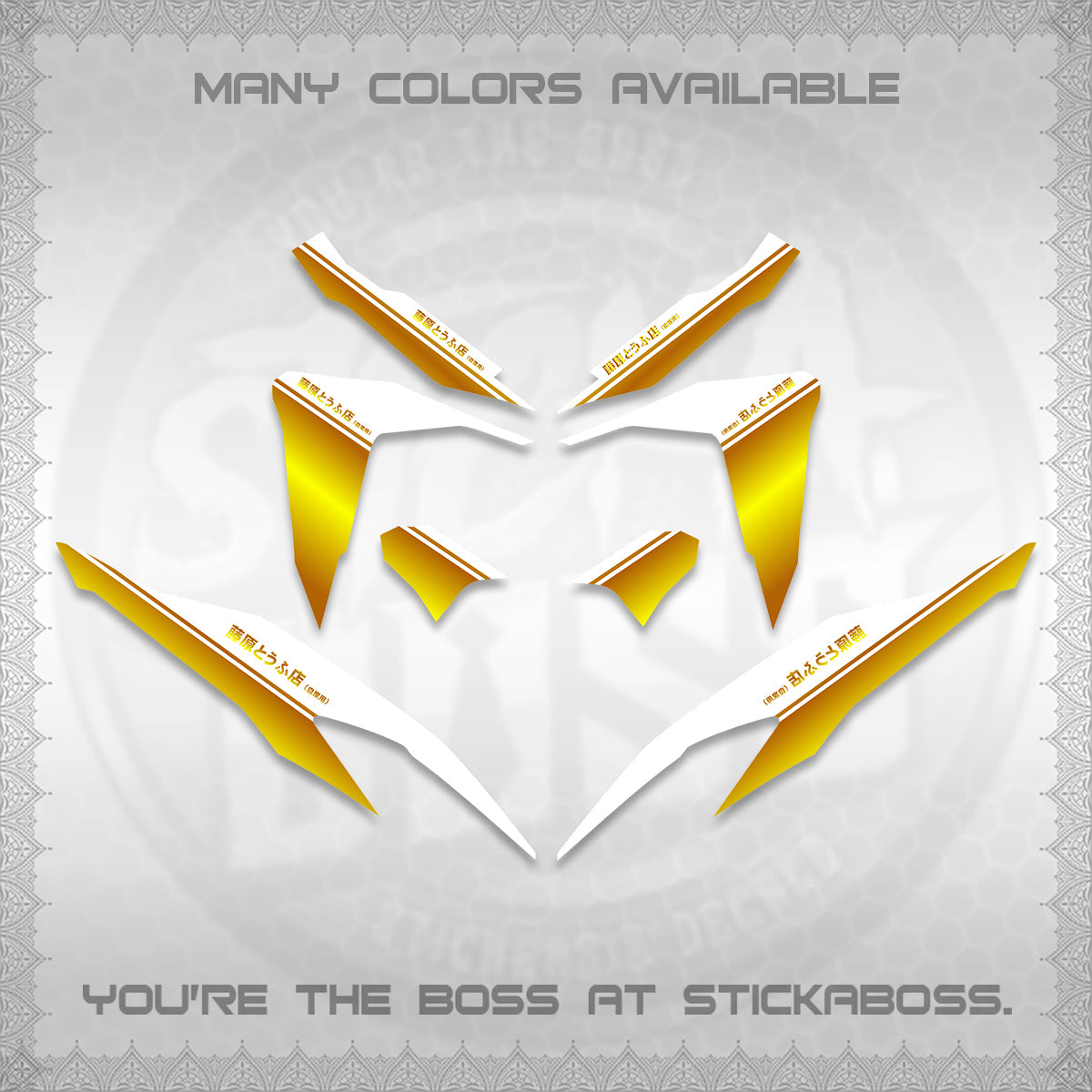CLICK V2 FOR WHITE DECALS (TRUENO STYLE DESIGN) STICKER KITS BY STICKABOSS