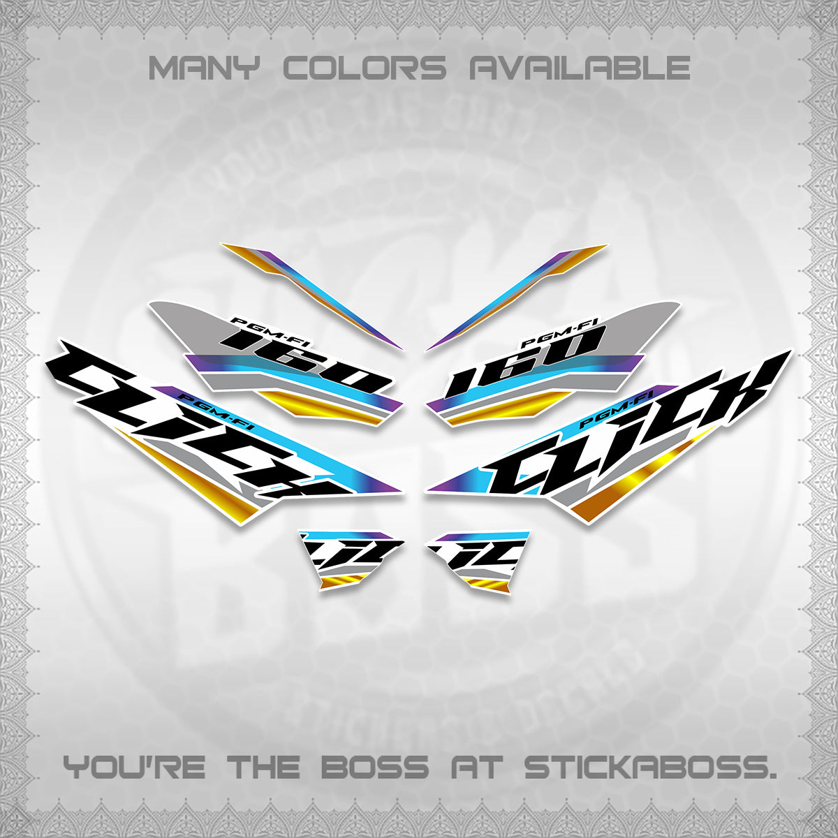 CLICK 160 STRIPING FOR WHITE DECALS (SPORTS RACE STRIPES 01) STICKER KITS BY STICKABOSS