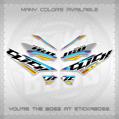 CLICK 160 STRIPING FOR WHITE DECALS (SPORTS RACE STRIPES 01) STICKER KITS BY STICKABOSS