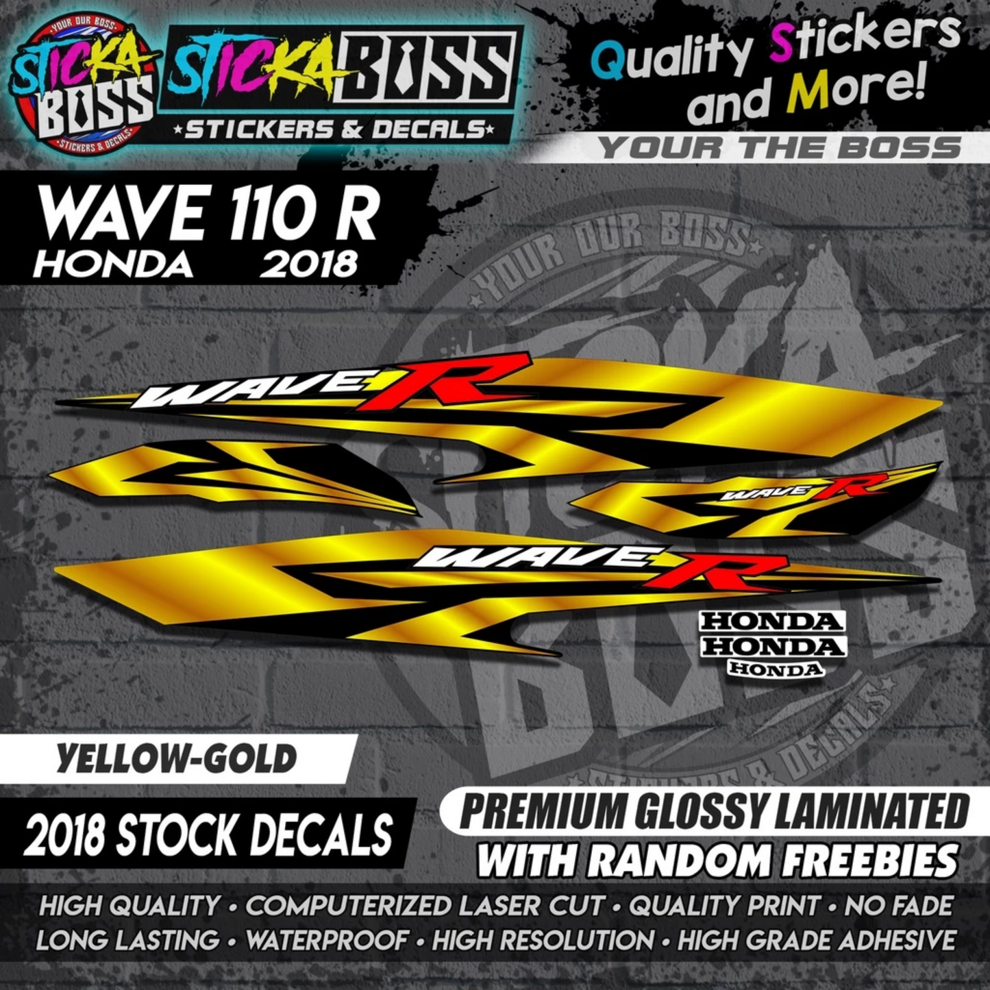 Wave 110 R (2018 Stock Decals)【PREMIUM GLOSSY LAMINATED】