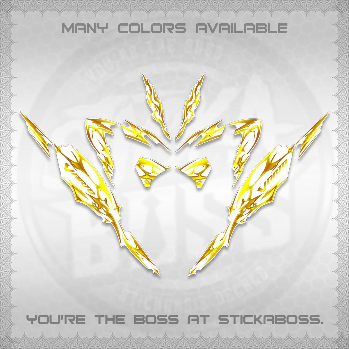 CLICK 125 V4 VARIO FOR WHITE DECALS (2026 TRIBAL LIGHTNING DESIGN) STICKER KITS BY STICKABOSS