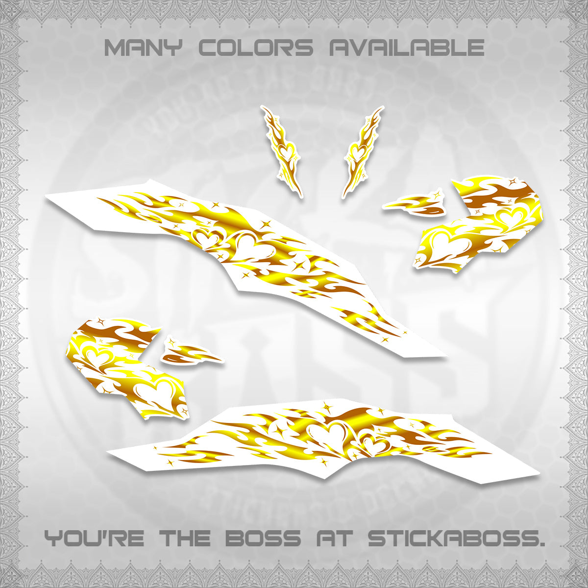 CLICK 125 V3 FOR WHITE DECALS (2026 TRIBAL HEART DESIGN) STICKER KITS BY STICKABOSS