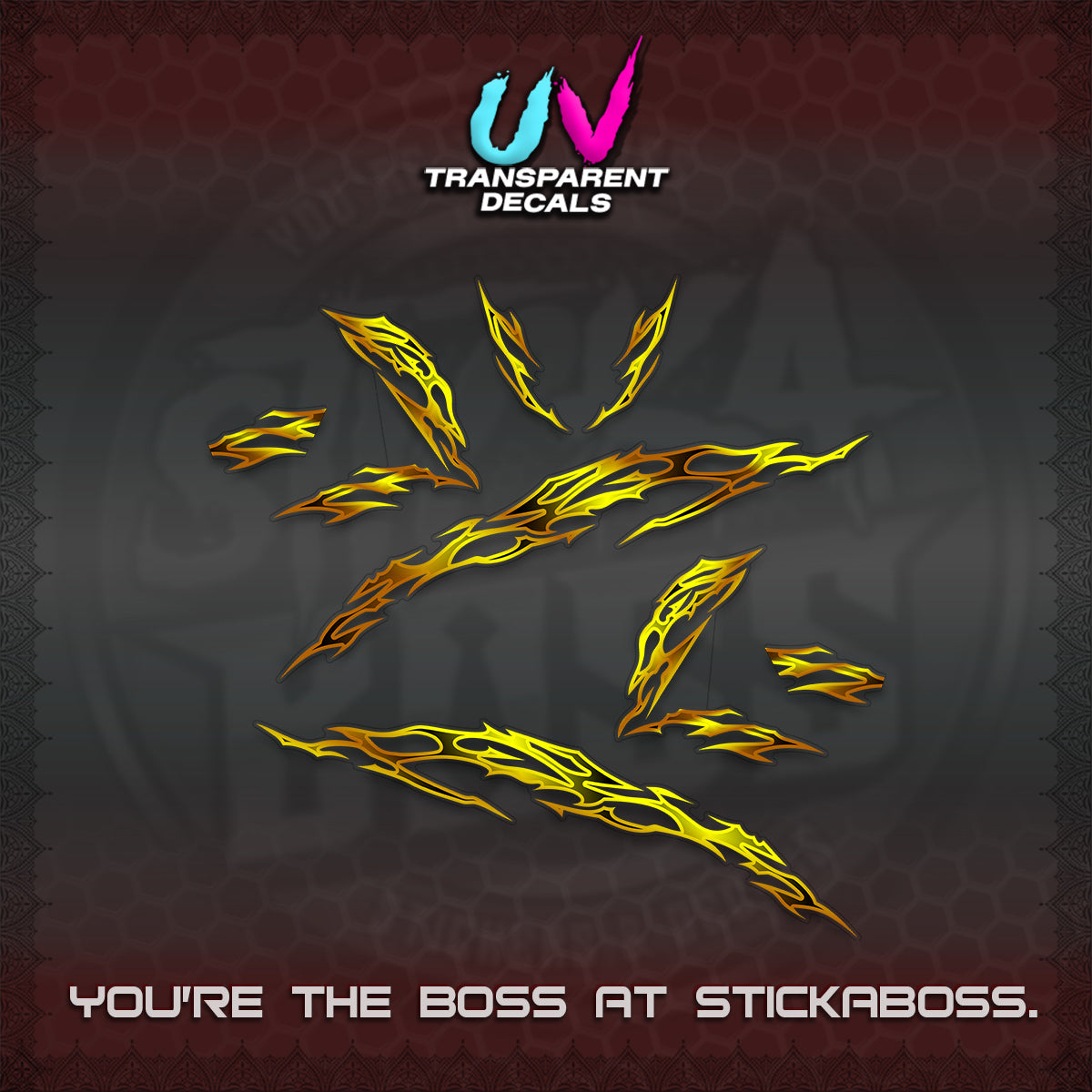 CLICK 125 V3 UV TRANSPARENT DECALS (2026 TRIBAL LIGHTNING DESIGN) STICKER KITS BY STICKABOSS