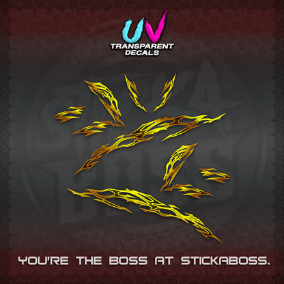 CLICK 125 V3 UV TRANSPARENT DECALS (2026 TRIBAL LIGHTNING DESIGN) STICKER KITS BY STICKABOSS