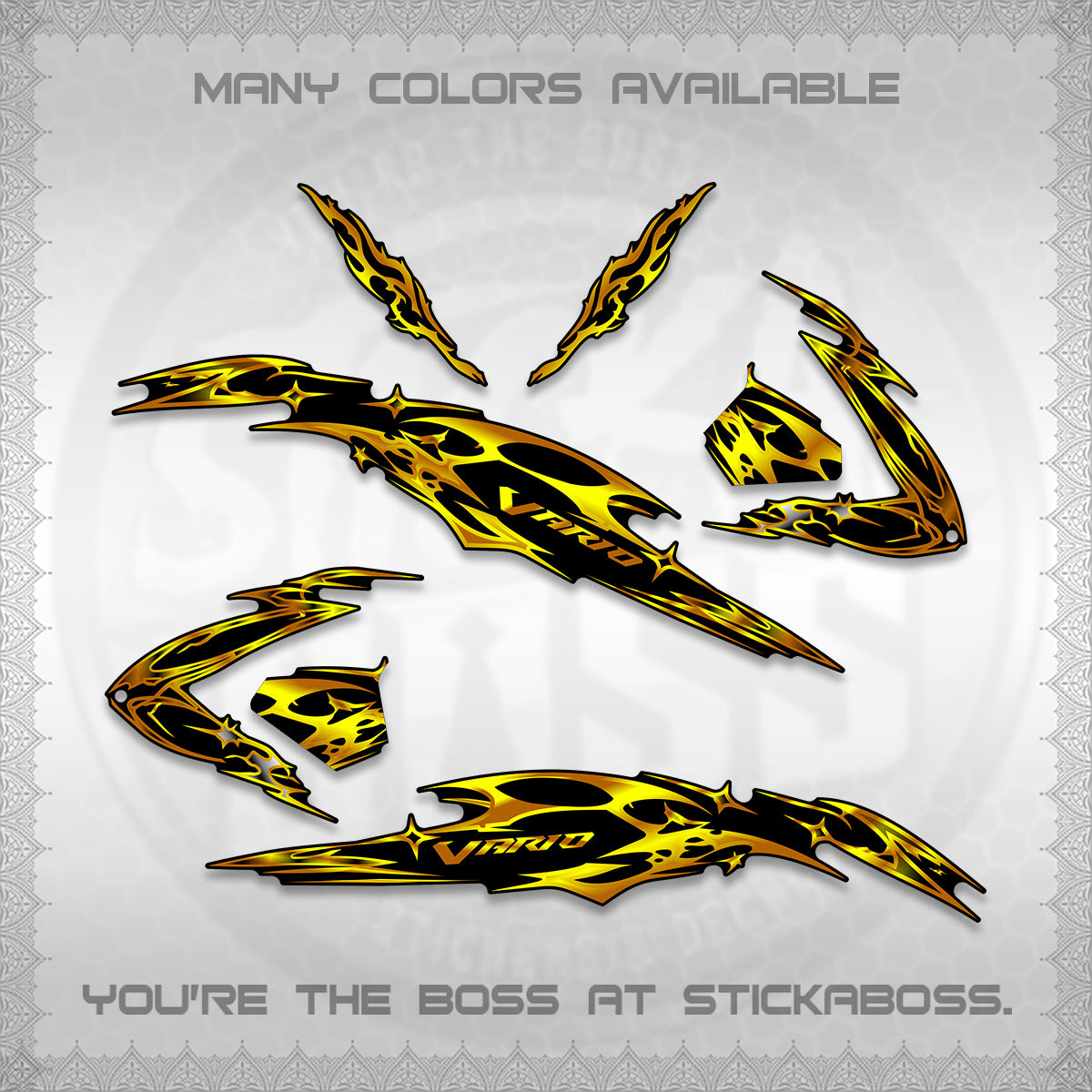 CLICK 125 V3 VARIO DECALS (2026 TRIBAL LIGHTNING DESIGN) STICKER KITS BY STICKABOSS
