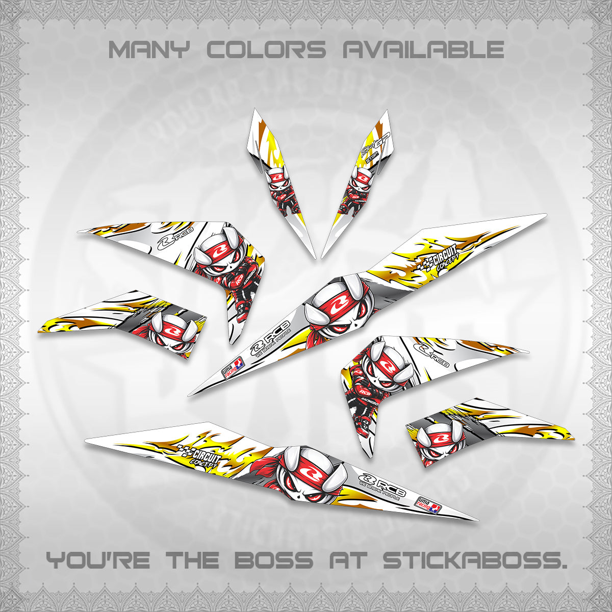 BEAT FI V2 FOR WHITE DECALS (2026 NEW RCB 2.0 DESIGN) STICKER KITS BY STICKABOSS