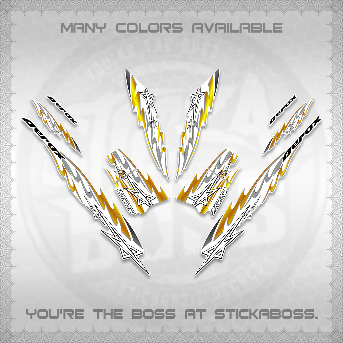 AEROX V2 INDO FOR WHITE DECALS (2026 STAR 0001 MOTIF) STICKER KITS By STICKABOSS