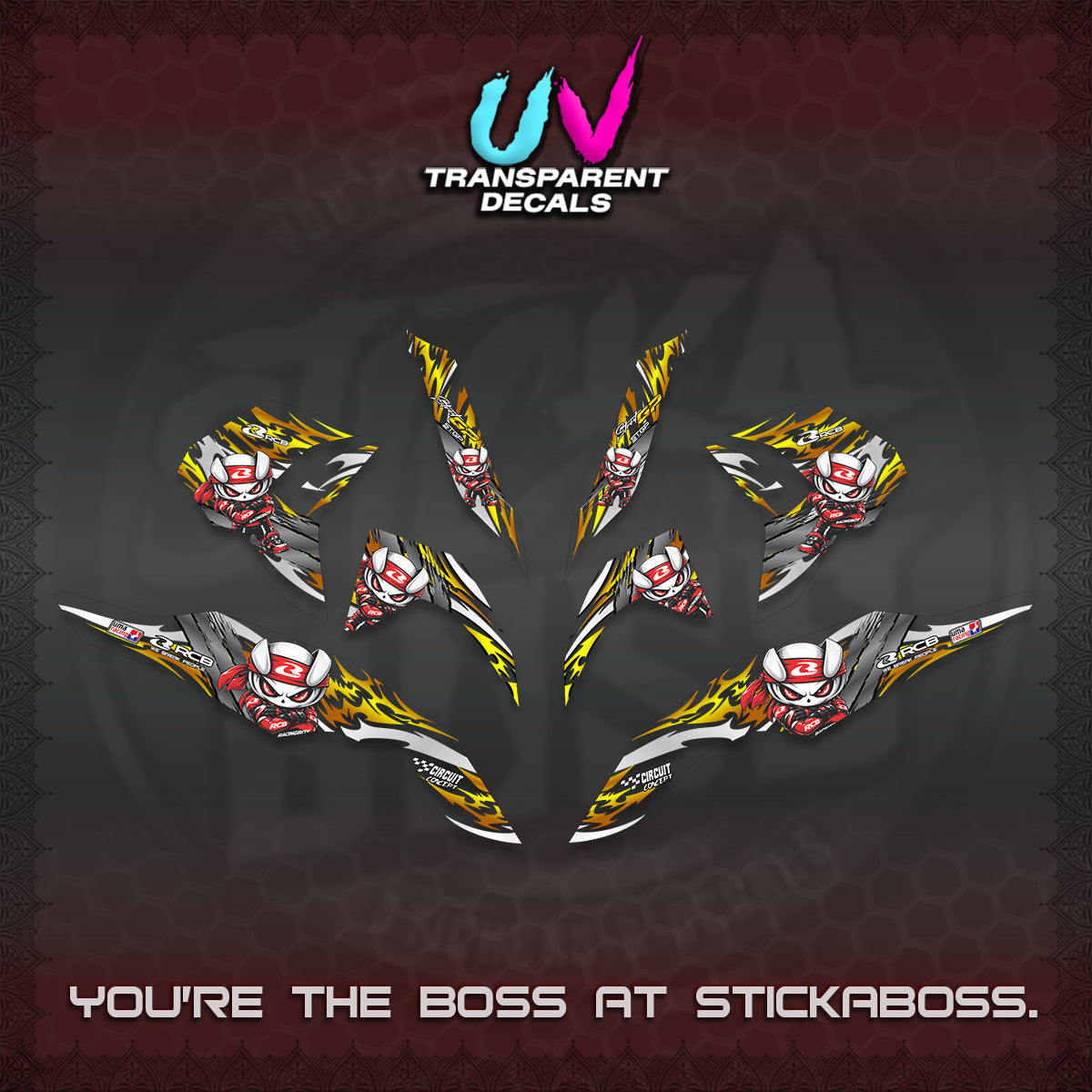 CLICK 125 V3 UV TRANSPARENT DECALS (2026 NEW RCB 2.0 DESIGN) STICKER KITS BY STICKABOSS