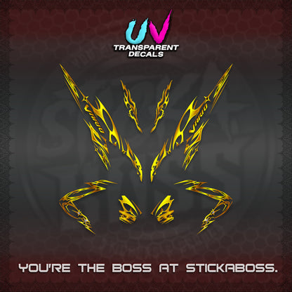 CLICK 125 V2 VARIO UV TRANSPARENT DECALS (2026 TRIBAL LIGHTNING DESIGN) STICKER KITS BY STICKABOSS