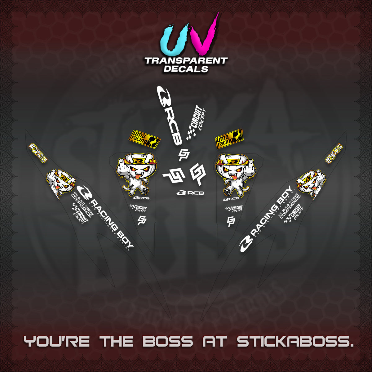 CLICK V2 UV TRANSPARENT DECALS (2026 RACE ZOMBIE DESIGN)STICKER DECALS By STICKABOSS