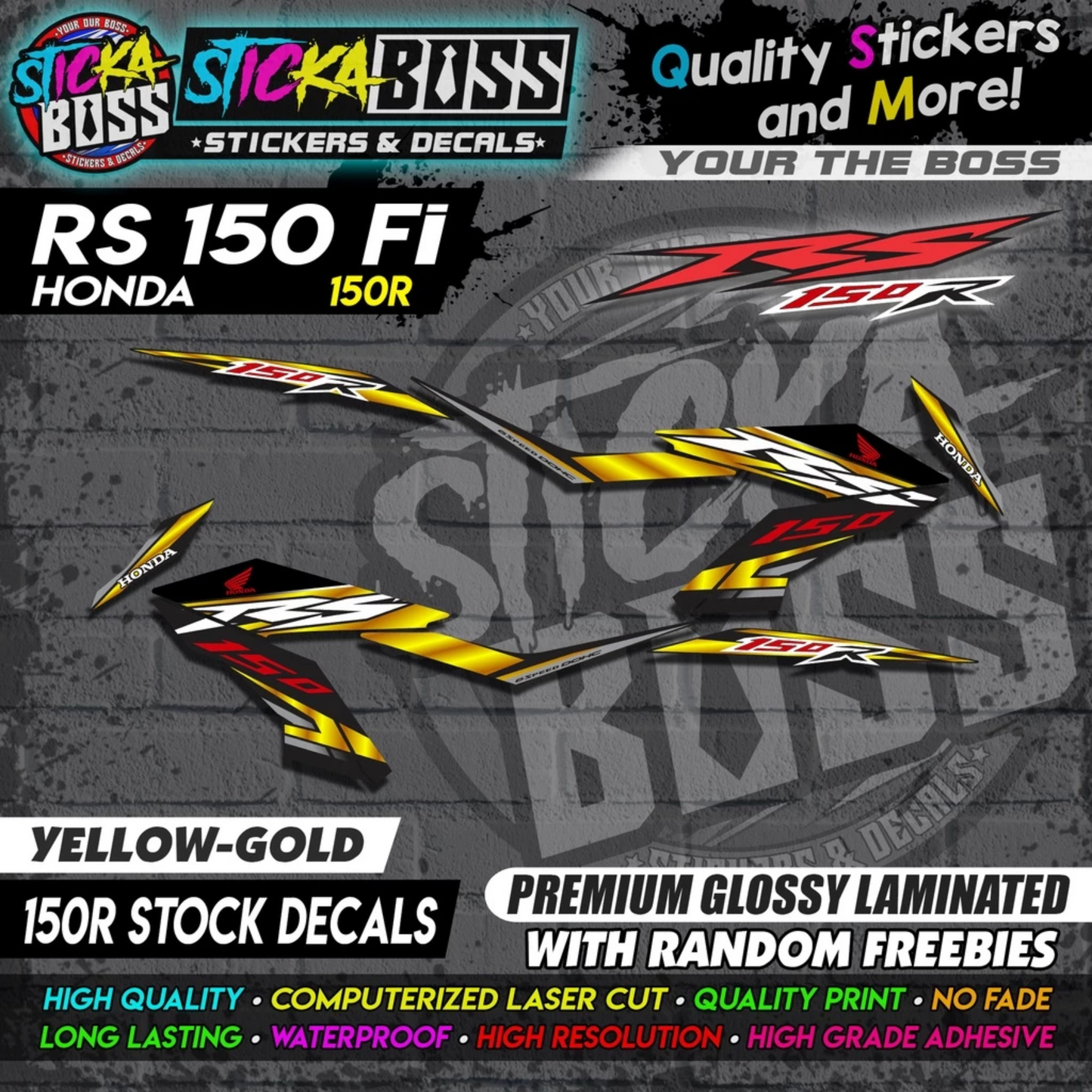 RS 150 FI Decals (R150 Stock Decals)【PREMIUM GLOSSY LAMINATED】