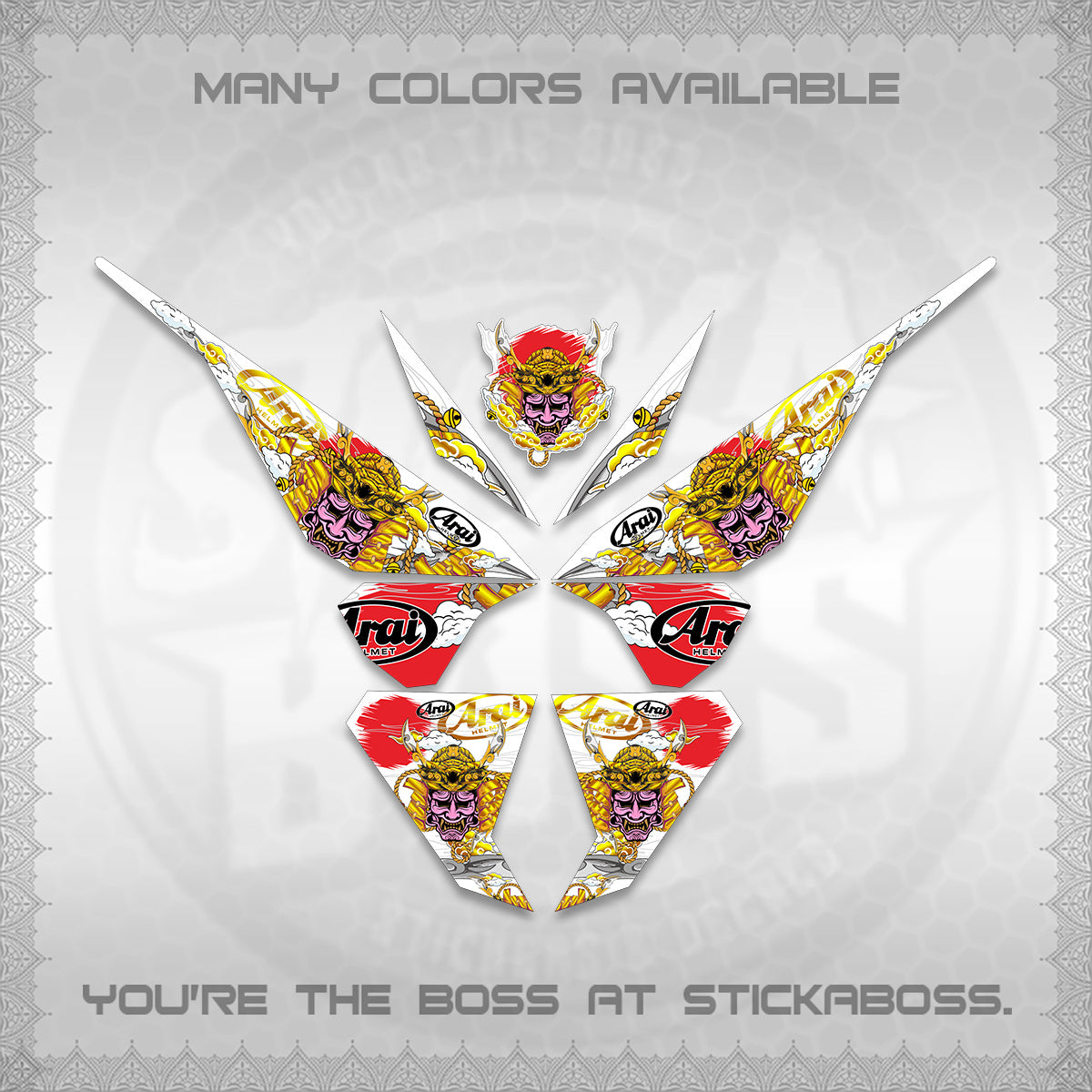 CLICK 125 V1 VARIO FOR WHITE DECALS (2026 NEW SAMURAI MOTIF) STICKER KITS BY STICKABOSS