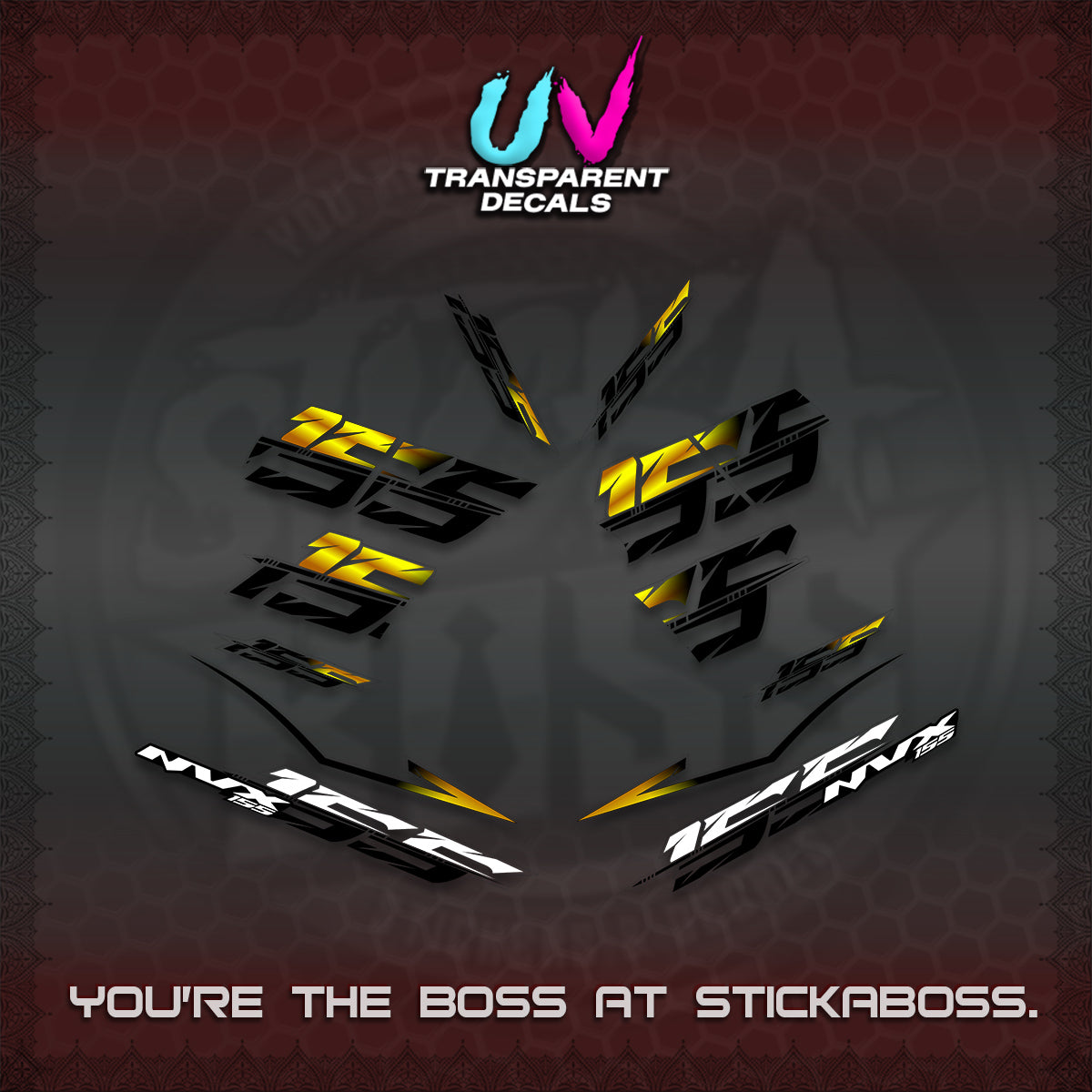 AEROX 155 V2 UV TRANSPARENT DECALS (2026 NVX VIETNAM) STICKER KITS BY STICKABOSS