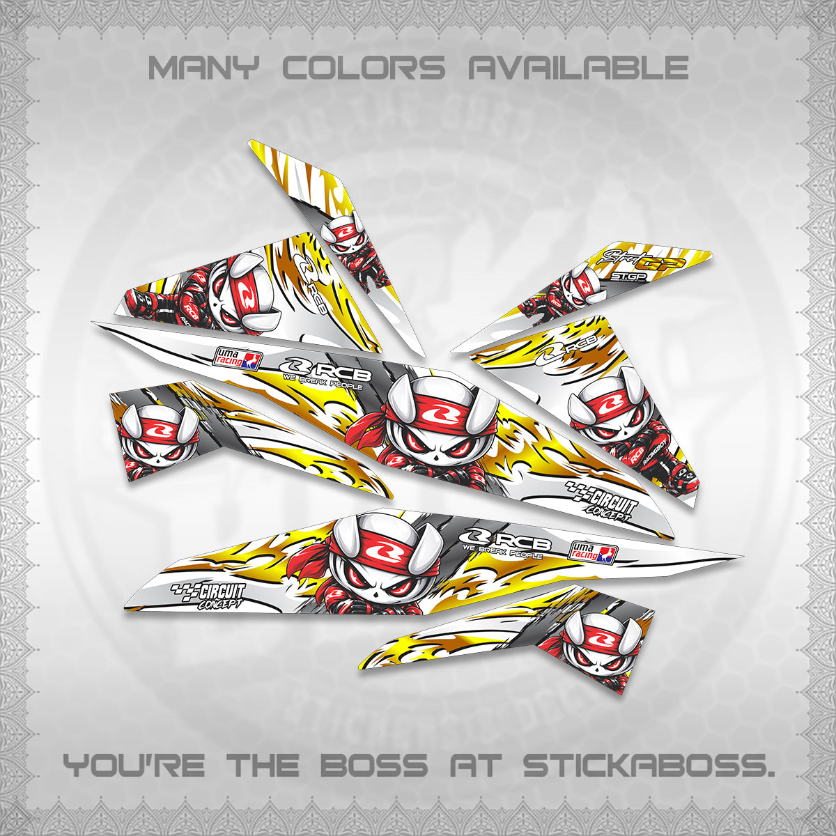 BEAT FI V1 FOR WHITE DECALS (2026 NEW RCB 2.0 DESIGN) STICKER KITS BY STICKABOSS
