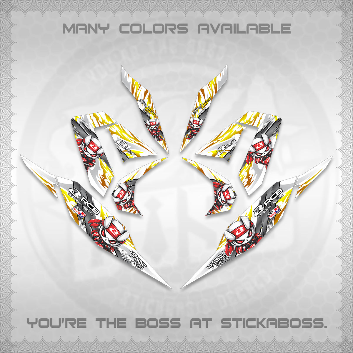 CLICK 125 V4 FOR WHITE DECALS (2026 NEW RCB 2.0 DESIGN) STICKER KITS BY STICKABOSS