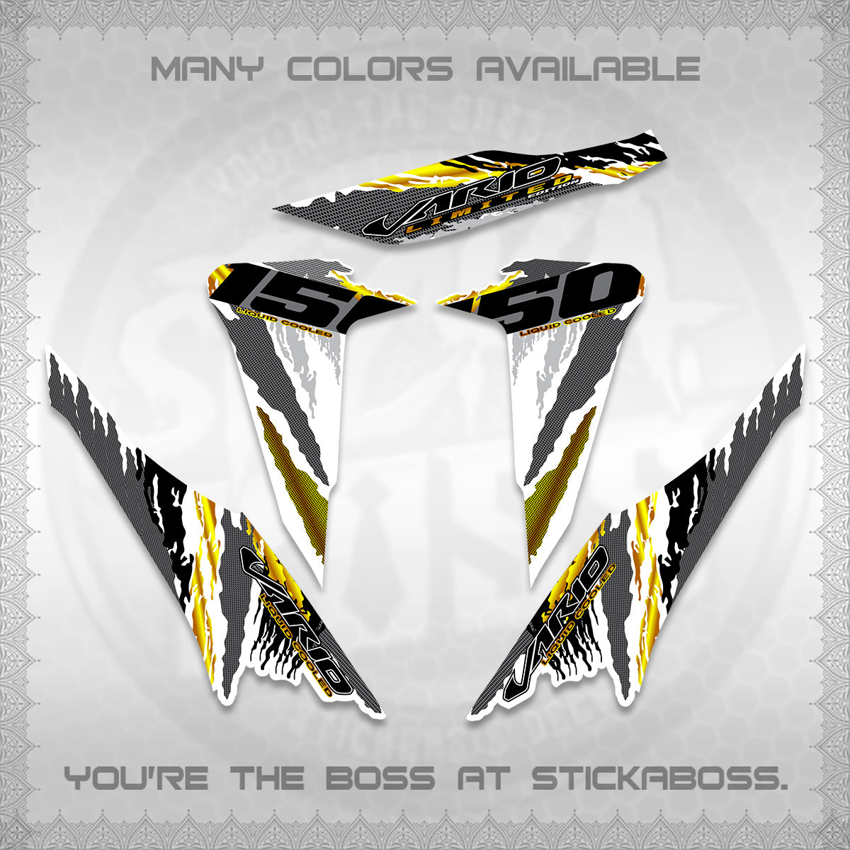 CLICK 150 V2 VARIO FOR WHITE DECALS (2022 SPECIAL SPLASH DESIGN) STICKER KITS BY STICKABOSS