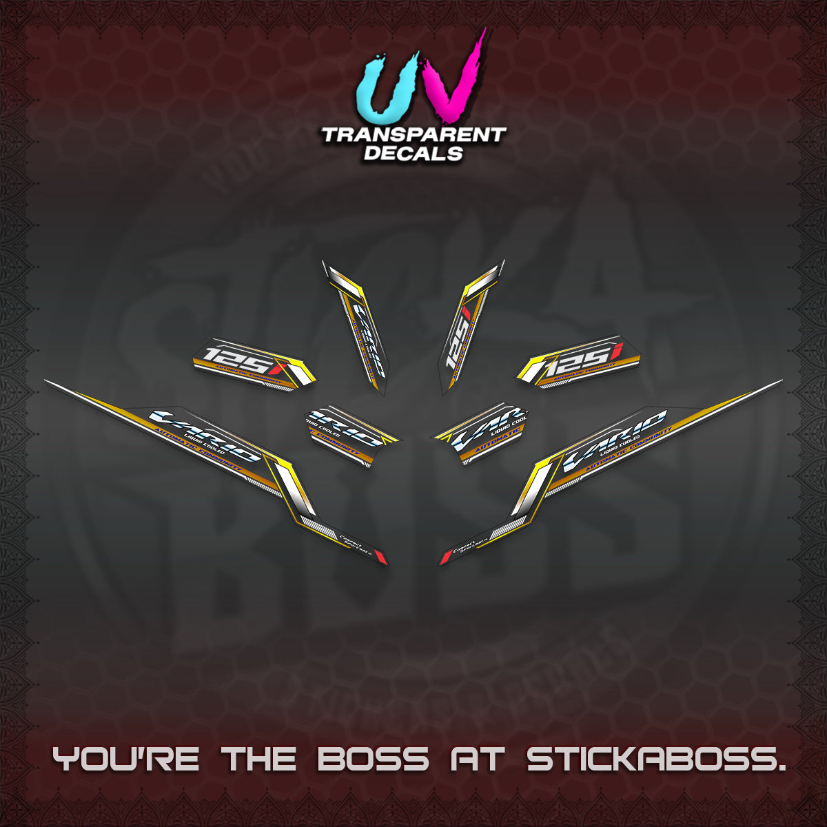 CLICK V3 VARIO STRIPING UV TRANSPARENT DECALS (2026 SPORTS RACE DESIGN) STICKER KITS BY STICKABOSS