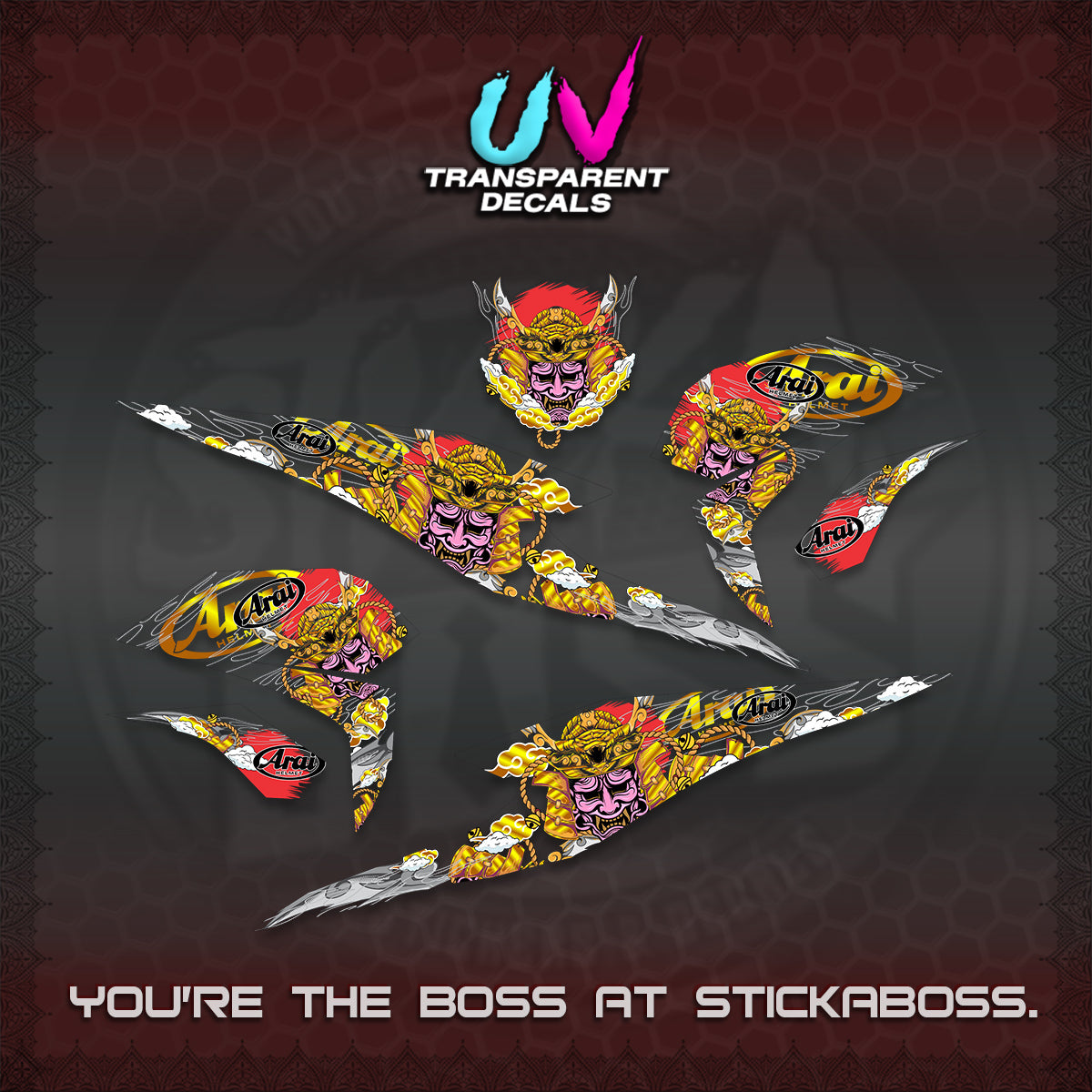 BEAT FI INDO UV TRANSPARENT DECALS (2026 NEW SAMURAI MOTIF) STICKER KITS BY STICKABOSS