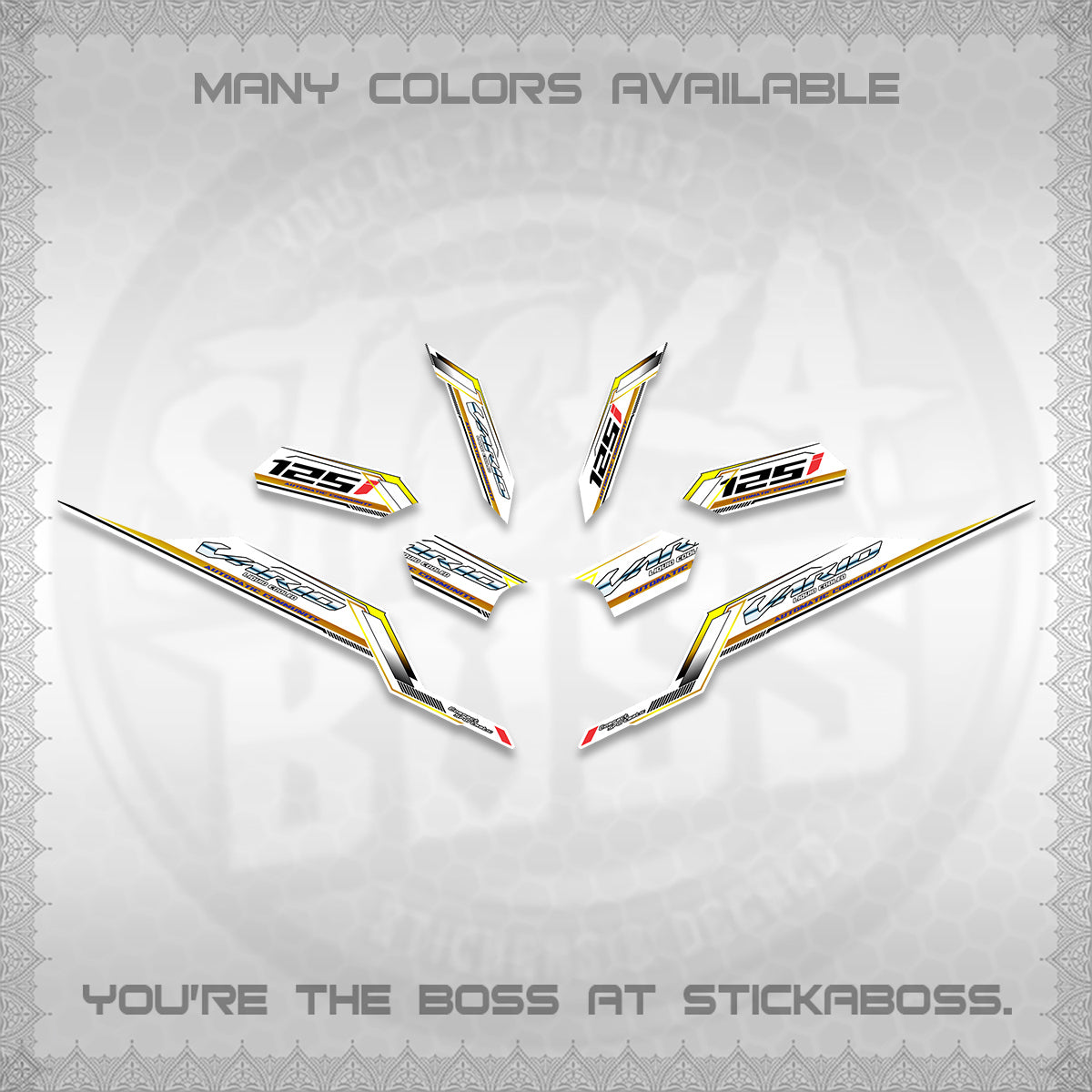 CLICK V3 VARIO STRIPING FOR WHITE DECALS (2026 SPORTS RACE DESIGN) STICKER KITS BY STICKABOSS