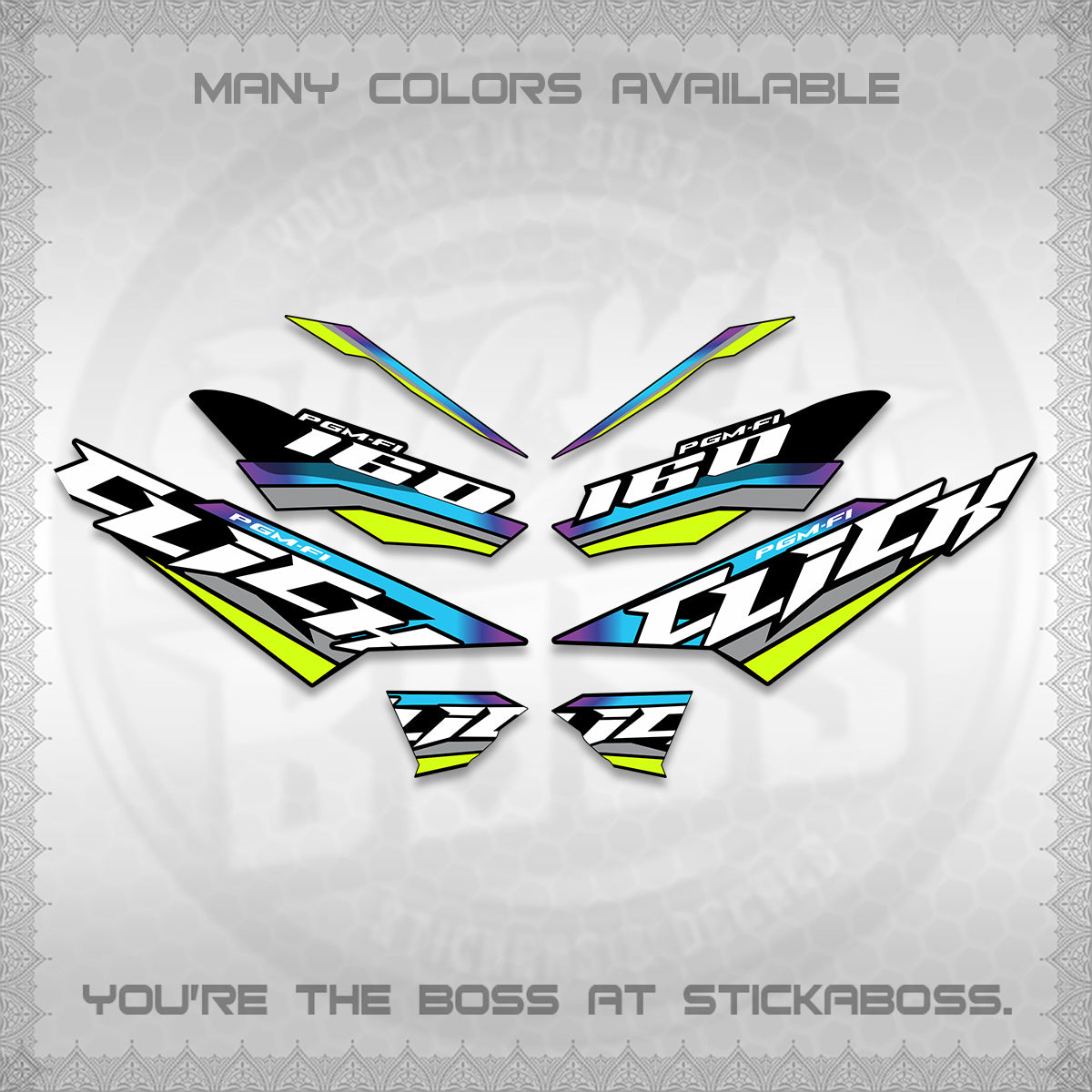 CLICK 160 STRIPING DECALS (SPORTS RACE STRIPES 01) STICKER KITS BY STICKABOSS