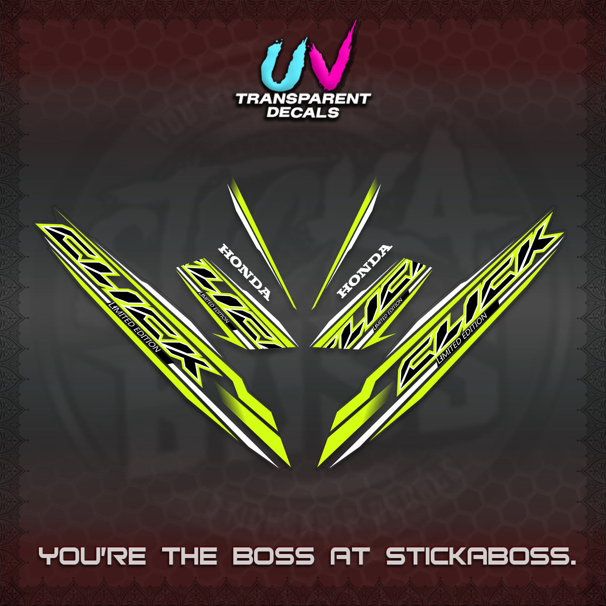 CLICK 125 V3 INDO UV TRANSPARENT DECALS (2024 SV 13-A2 STYLE) STICKER KITS By STICKABOSS