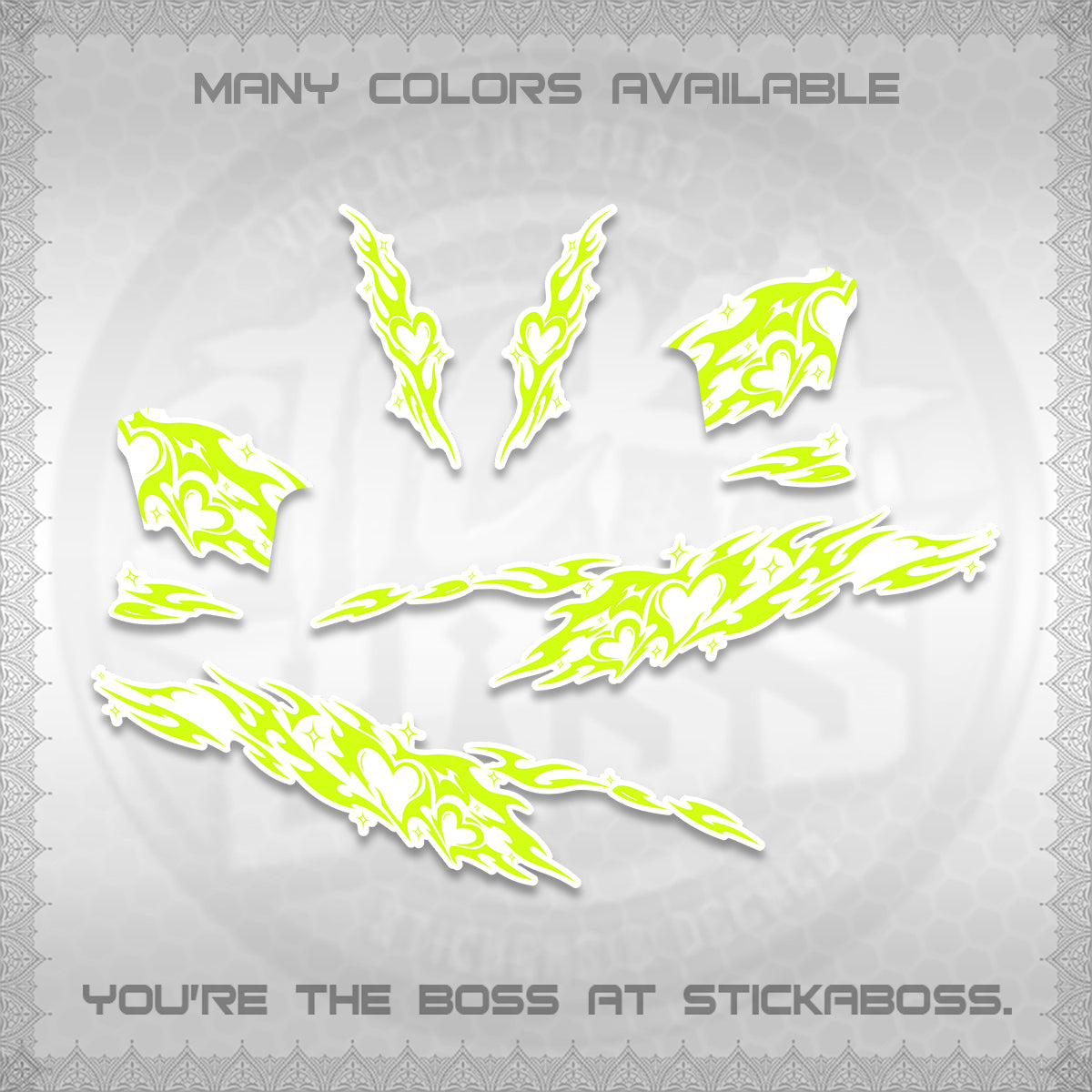 CLICK 125 V2 FOR WHITE DECALS (2026 TRIBAL HEART DESIGN) STICKER KITS BY STICKABOSS