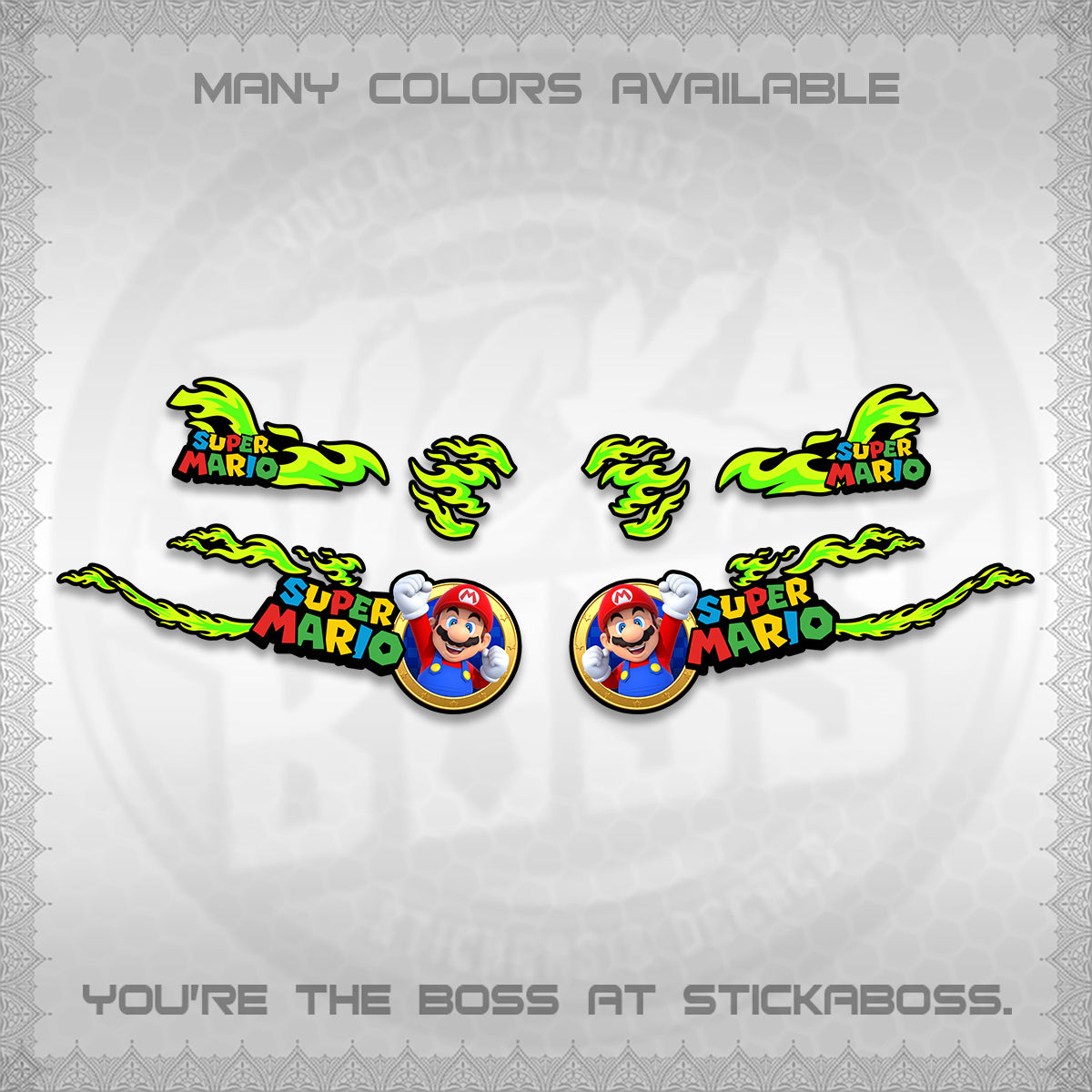 FAZZIO DECALS (FLAMES 02 SUPER-M MOTIF) STICKER KITS BY STICKABOSS