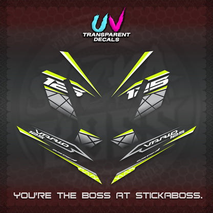 CLICK 125 V4 VARIO UV TRANSPARENT DECALS (2026 MODERN STRIPE DESIGN) STICKER KITS BY STICKABOSS