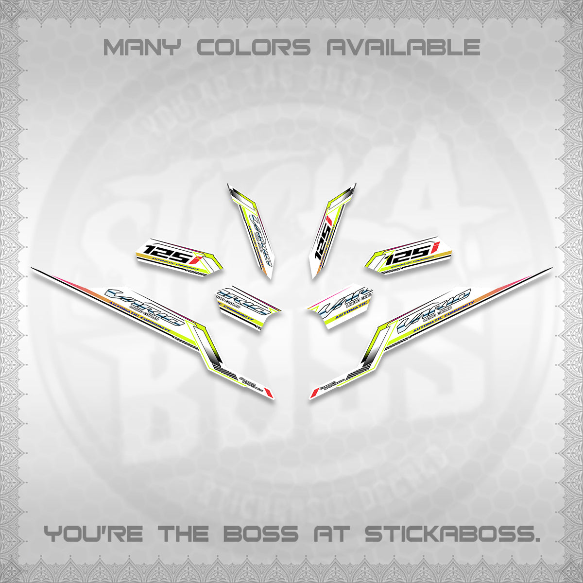 CLICK V3 VARIO STRIPING FOR WHITE DECALS (2026 SPORTS RACE DESIGN) STICKER KITS BY STICKABOSS