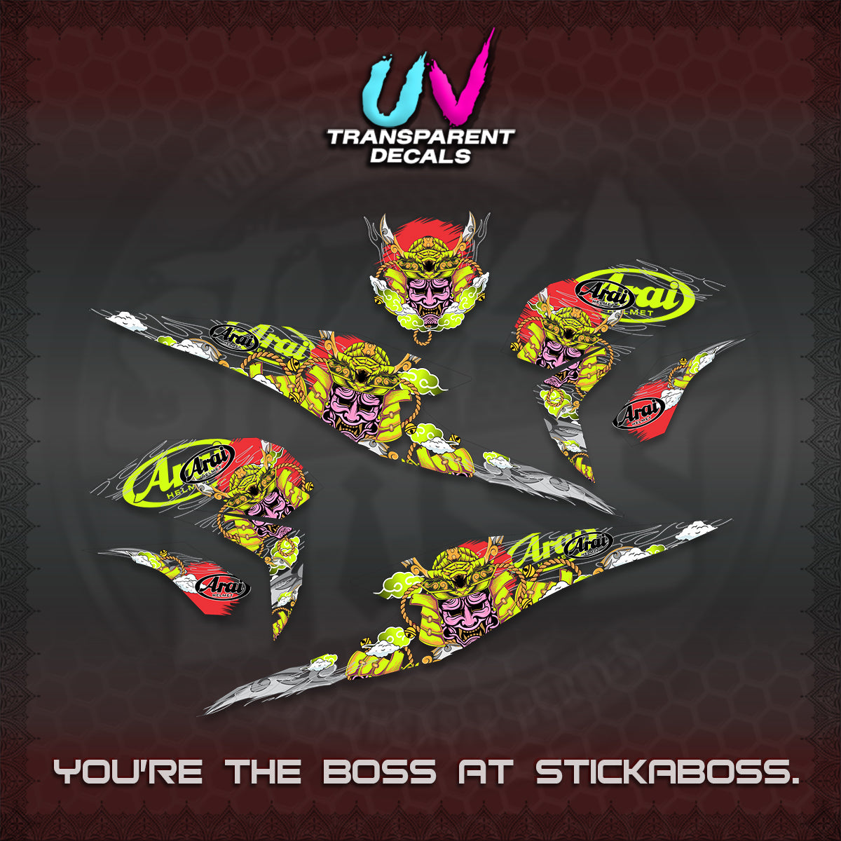 BEAT FI INDO UV TRANSPARENT DECALS (2026 NEW SAMURAI MOTIF) STICKER KITS BY STICKABOSS