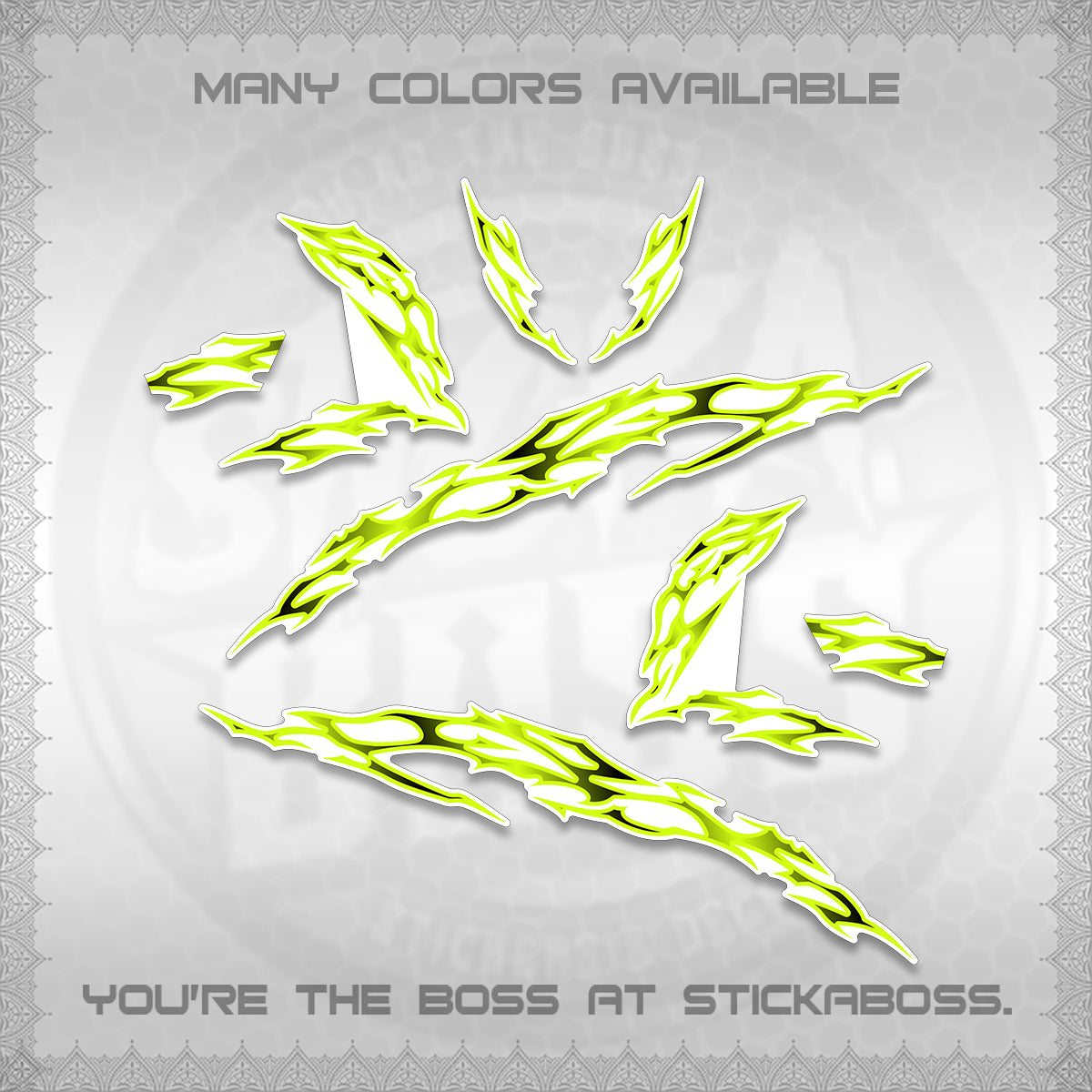 CLICK 125 V3 FOR WHITE DECALS (2026 TRIBAL LIGHTNING DESIGN) STICKER KITS BY STICKABOSS