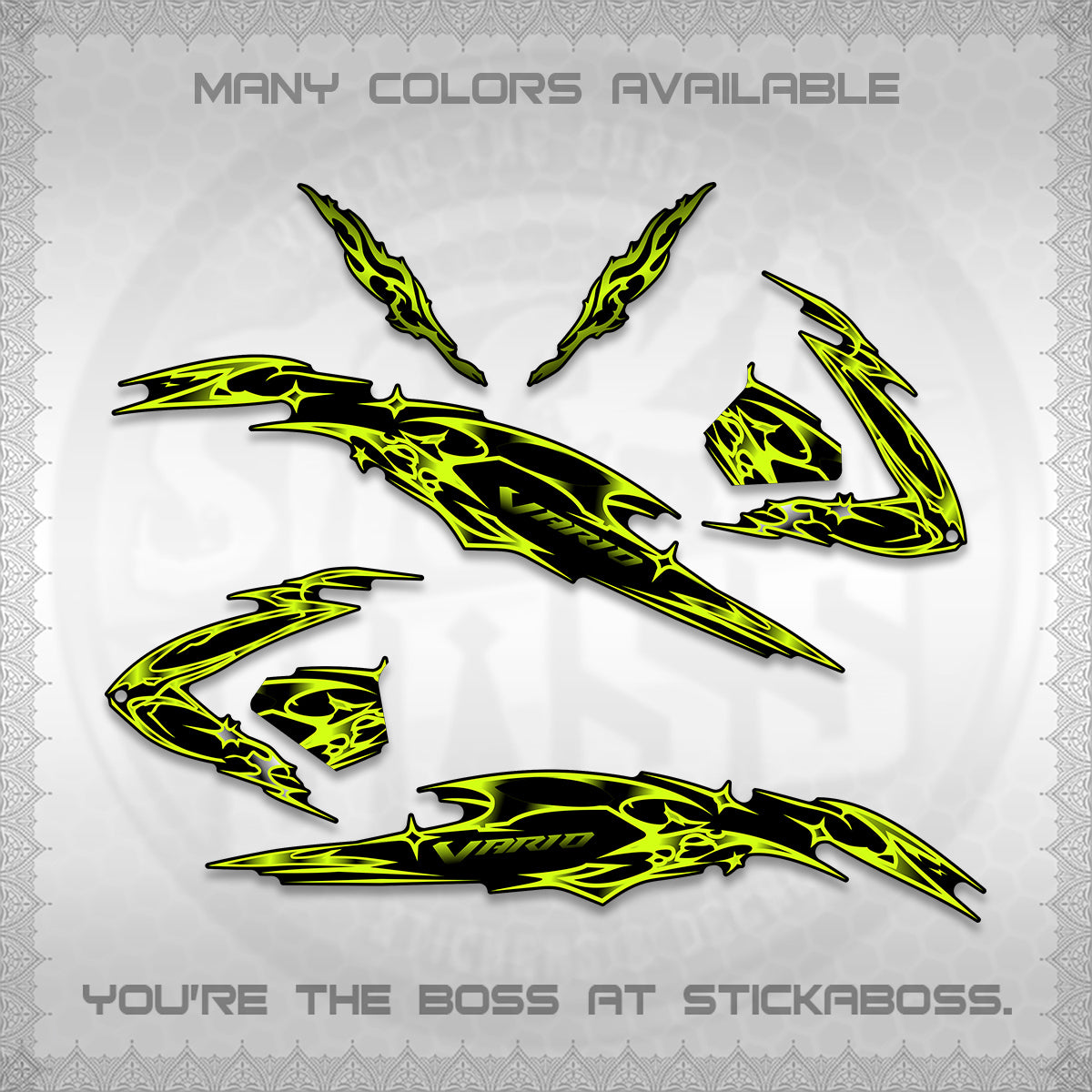 CLICK 125 V3 VARIO DECALS (2026 TRIBAL LIGHTNING DESIGN) STICKER KITS BY STICKABOSS