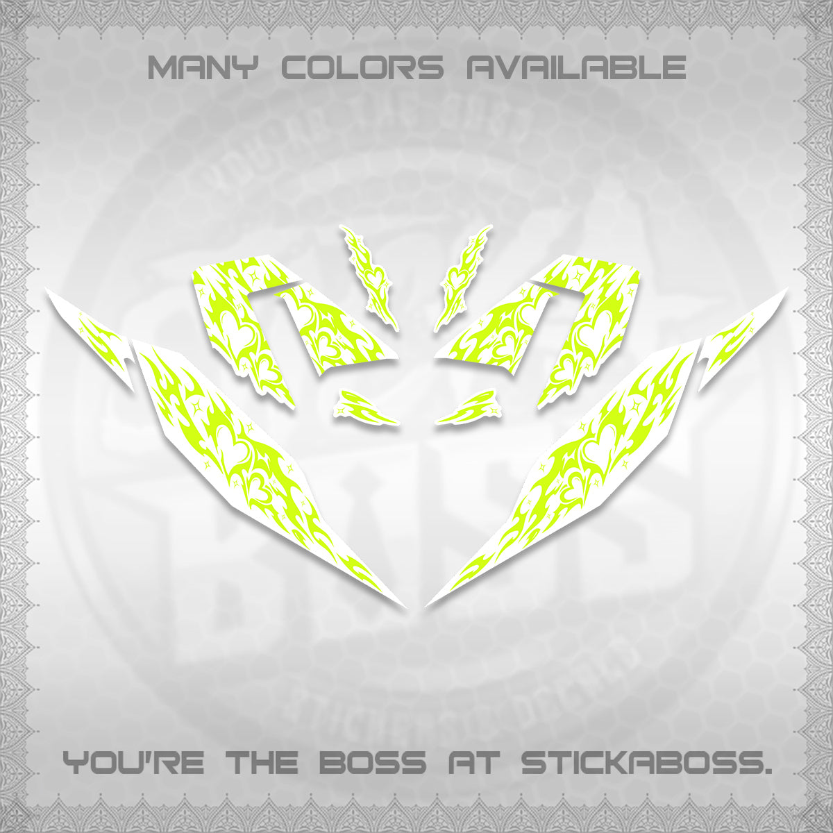 CLICK 125 V4 FOR WHITE DECALS (2026 TRIBAL HEART DESIGN) STICKER KITS BY STICKABOSS