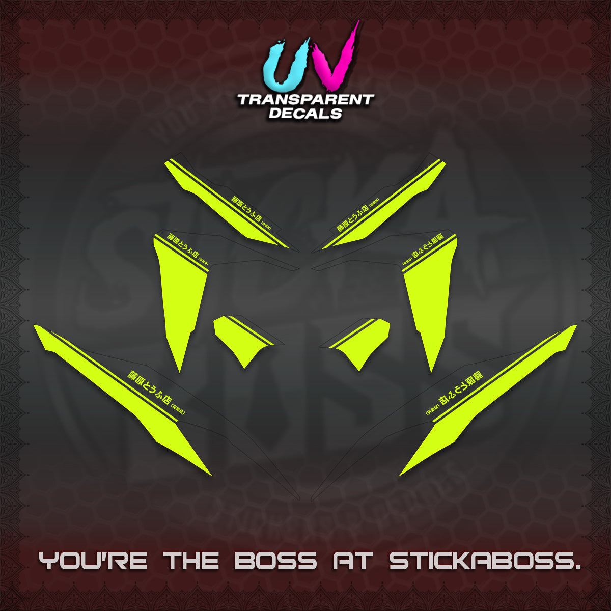 CLICK V2 UV TRANSPARENT DECALS (TRUENO STYLE DESIGN) STICKER KITS BY STICKABOSS