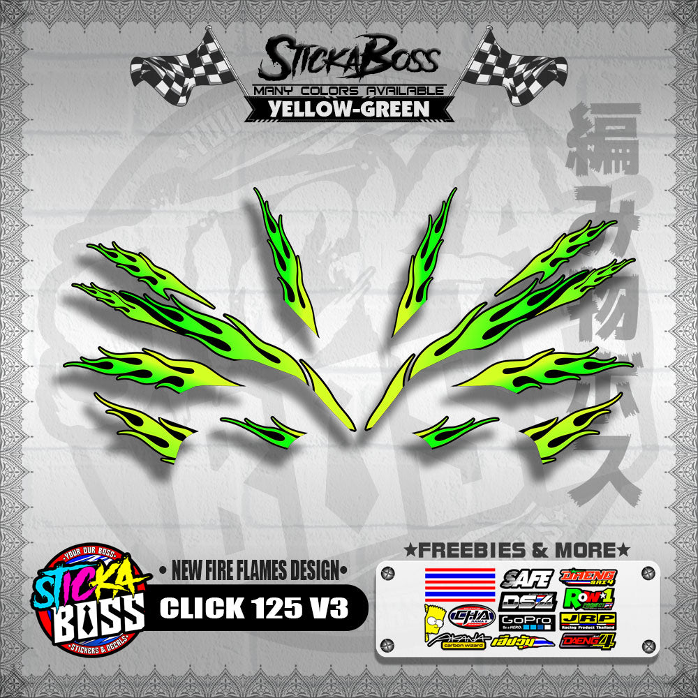 CLICK 125 V3 DECALS ( NEW FIRE FLAMES DESIGN )【WITH FREEBIES】