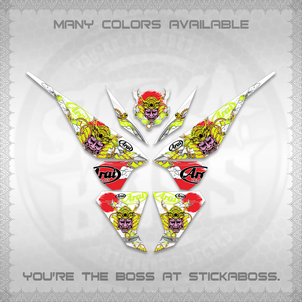 CLICK 125 V1 VARIO FOR WHITE DECALS (2026 NEW SAMURAI MOTIF) STICKER KITS BY STICKABOSS