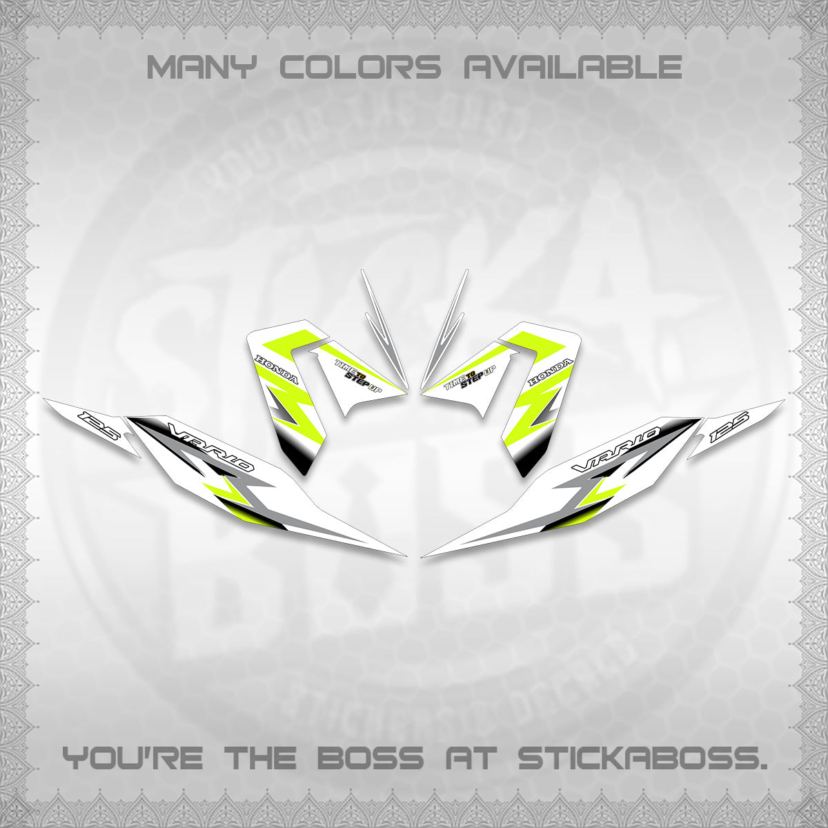 CLICK 125 V4 VARIO FOR WHITE DECALS (2026 VR0006 DESIGN) STICKER KITS BY STICKABOSS