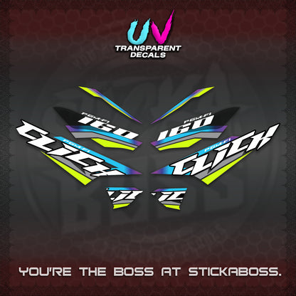CLICK 160 STRIPING UV TRANSPARENT DECALS (SPORTS RACE STRIPES 01) STICKER KITS BY STICKABOSS