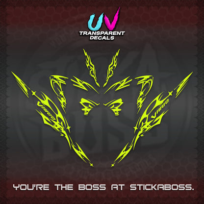 CLICK 125 V4 VARIO UV TRANSPARENT DECALS (2026 TRIBAL LIGHTNING DESIGN) STICKER KITS BY STICKABOSS