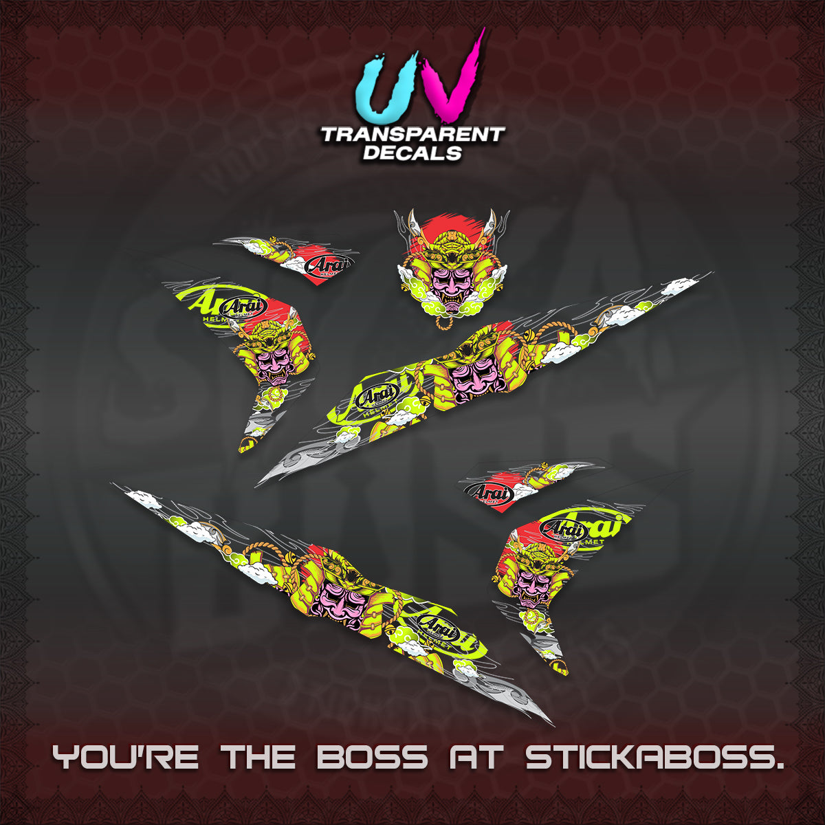 BEAT FI V2 INDO UV TRANSPARENT DECALS (2026 NEW SAMURAI MOTIF) STICKER KITS BY STICKABOSS