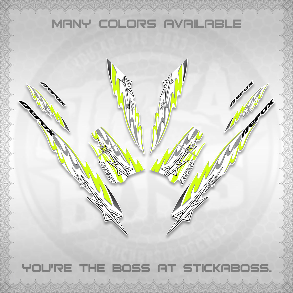 AEROX V2 INDO FOR WHITE DECALS (2026 STAR 0001 MOTIF) STICKER KITS By STICKABOSS