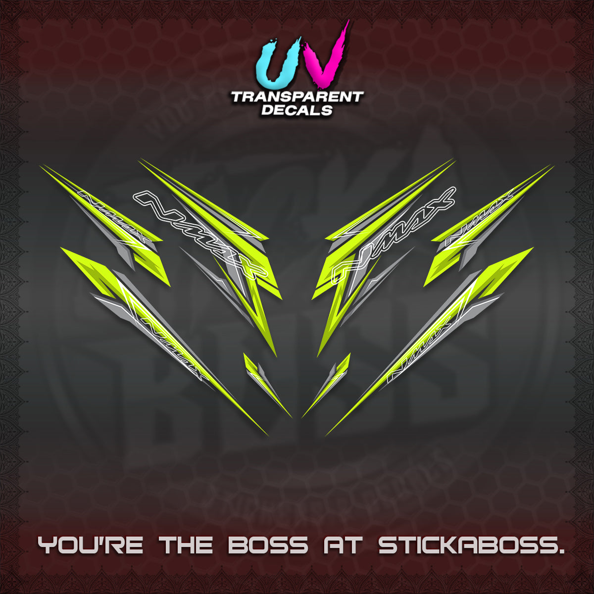 NMAX V2 UV TRANSPARENT DECALS (2024 NM 00-A1 STYLE) STICKER DECALS By STICKABOSS